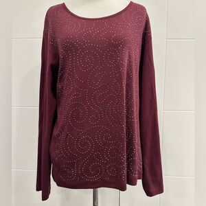 Chico's Red Embellished Long Sleeve Blouse size Large